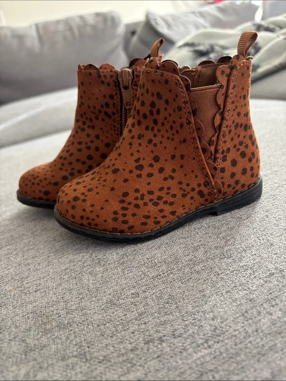 GAP Brown Leopard Print Chelsea Boots for Kids